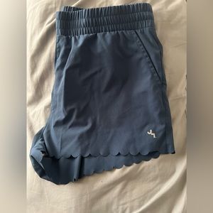 Blue work out shorts.